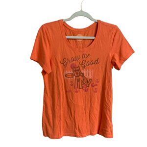 Life is Good Women's Orange Small Short Sleeve Grow The Good Dog Graphic T-Shirt